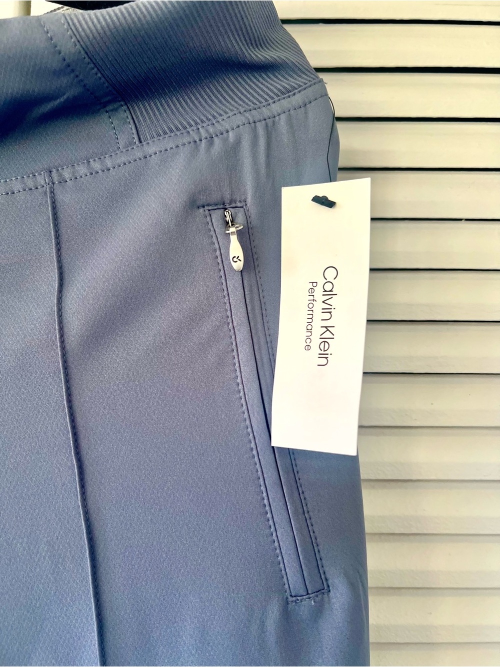 Calvin Klein Dusty Blue Performance Activewear Bottoms with Zip Pocket